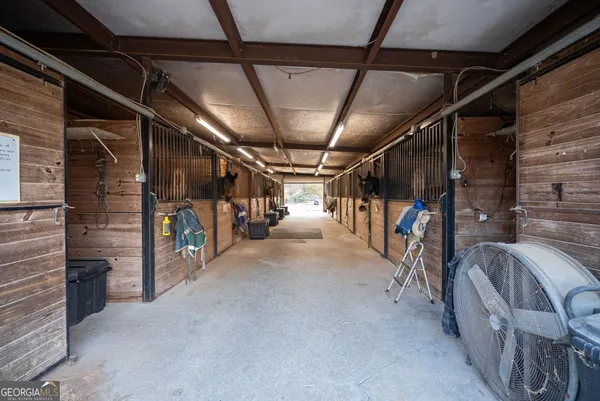 a view of a barn with a yard