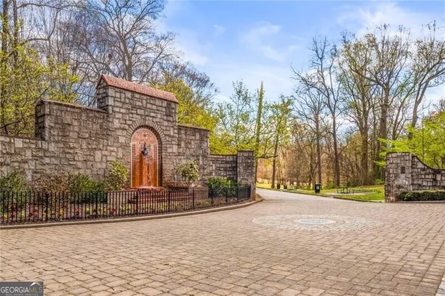a front view of a building with street