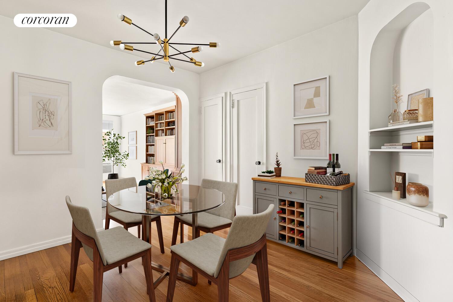 530 East 90th Street, Unit 5H Manhattan, NY 10128 - Photo 3 of 15 a view of a dining room with furniture and wooden floor