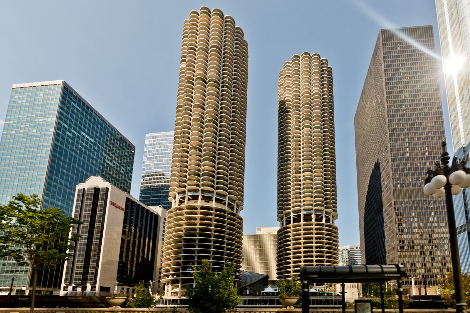 a view of a tall building