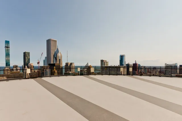 a terrace with a city view