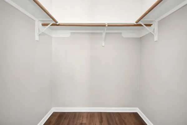 a view of an empty walk in closet
