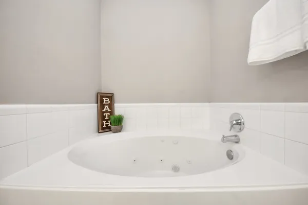 a bathroom with a bathtub