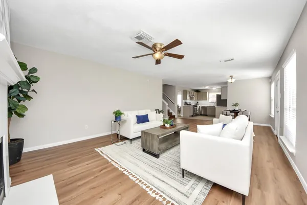 a living room with furniture