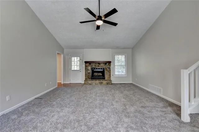 a view of a livingroom with a fireplace