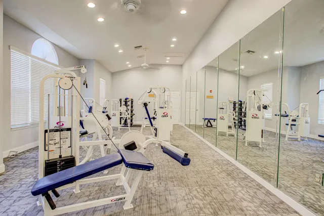 a view of a room with gym equipment