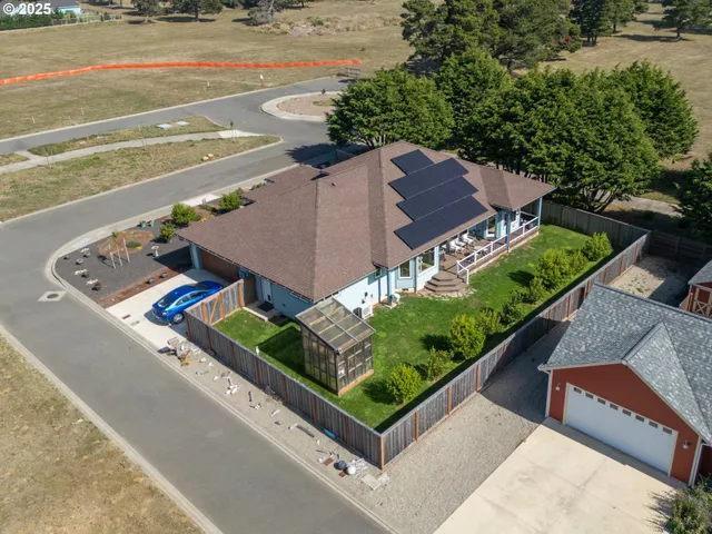 an aerial view of a house