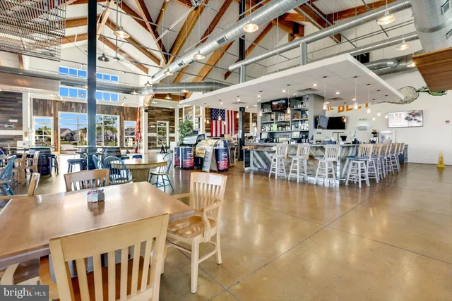 a view of a city with swimming pool and mountains