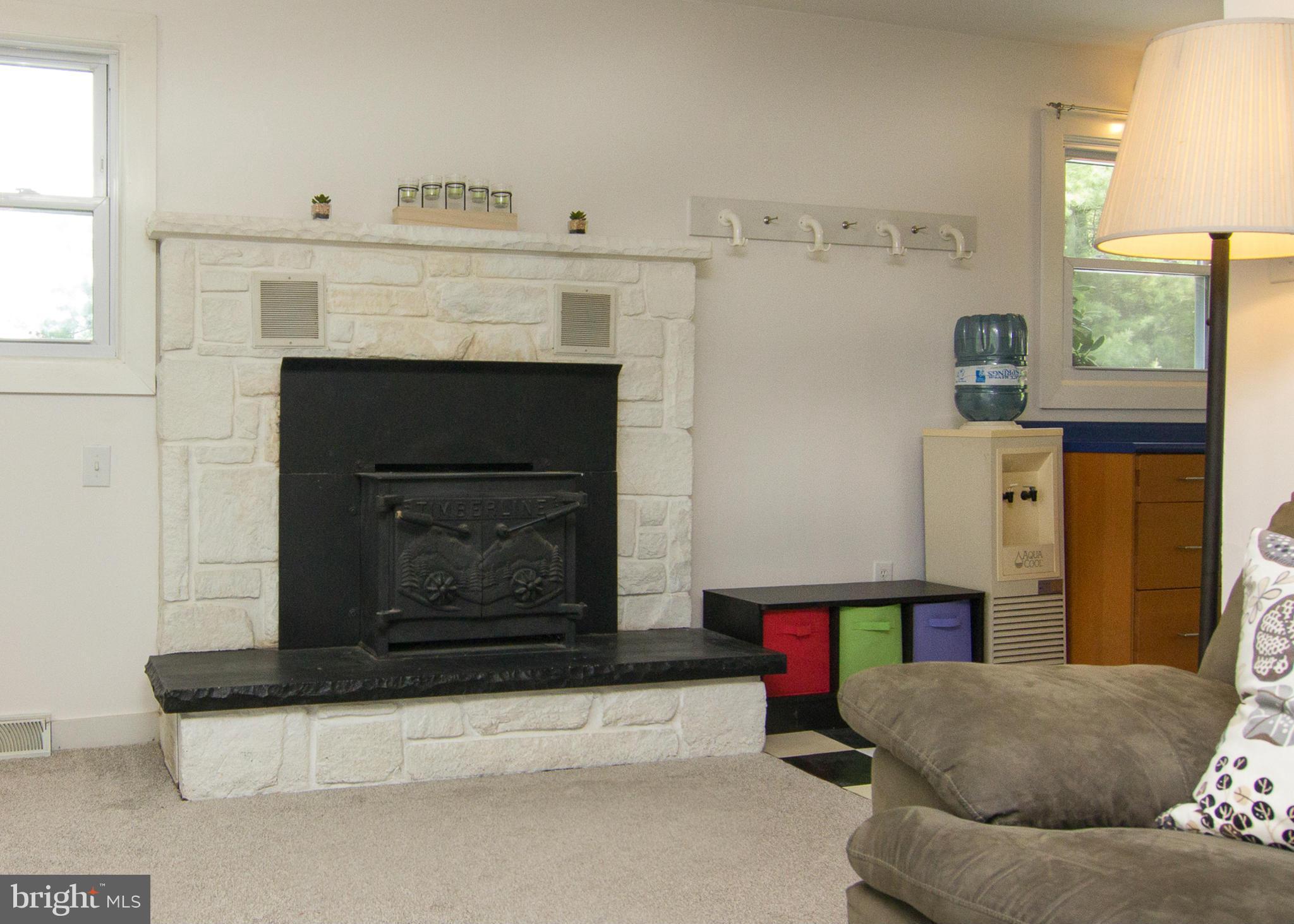 Living Room Fireplace w/Woodstove