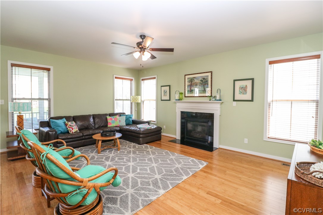 4628 Allenbend Road Glen Allen, VA 23060 - Photo 20 of 50 Spacious open family room with gas fireplace and bamboo flooring