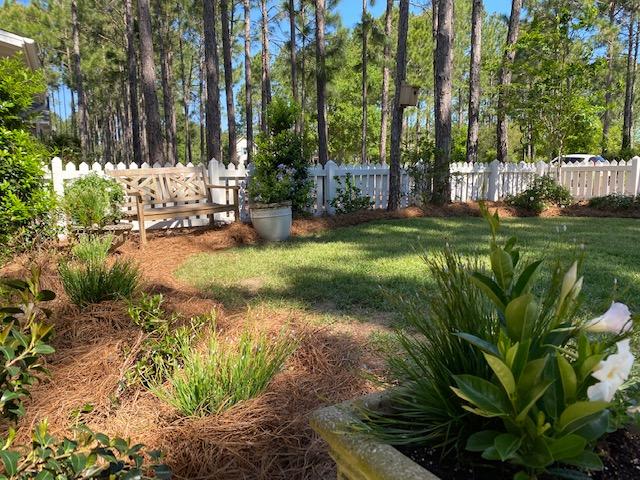 290 Jack Knife Drive Watersound, FL 32461 - Photo 28 of 40 a view of backyard with table and chairs and potted plants