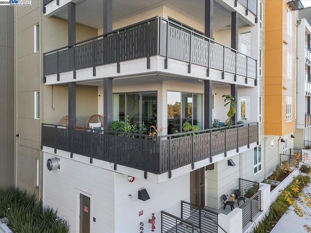 a view of a building and a street