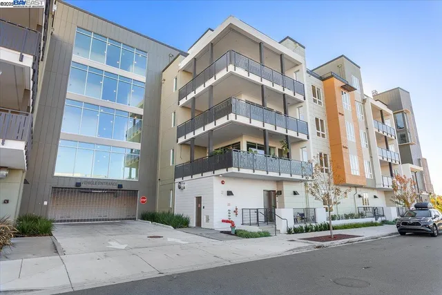 a front view of a building with street