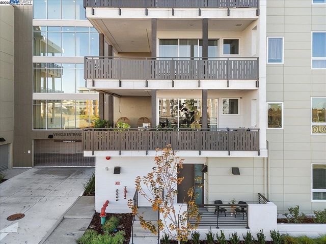 a front view of a building with street