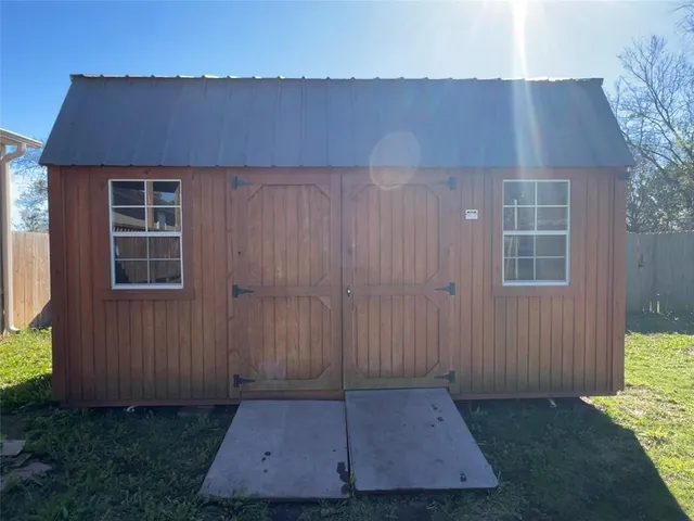 an aerial view of a house