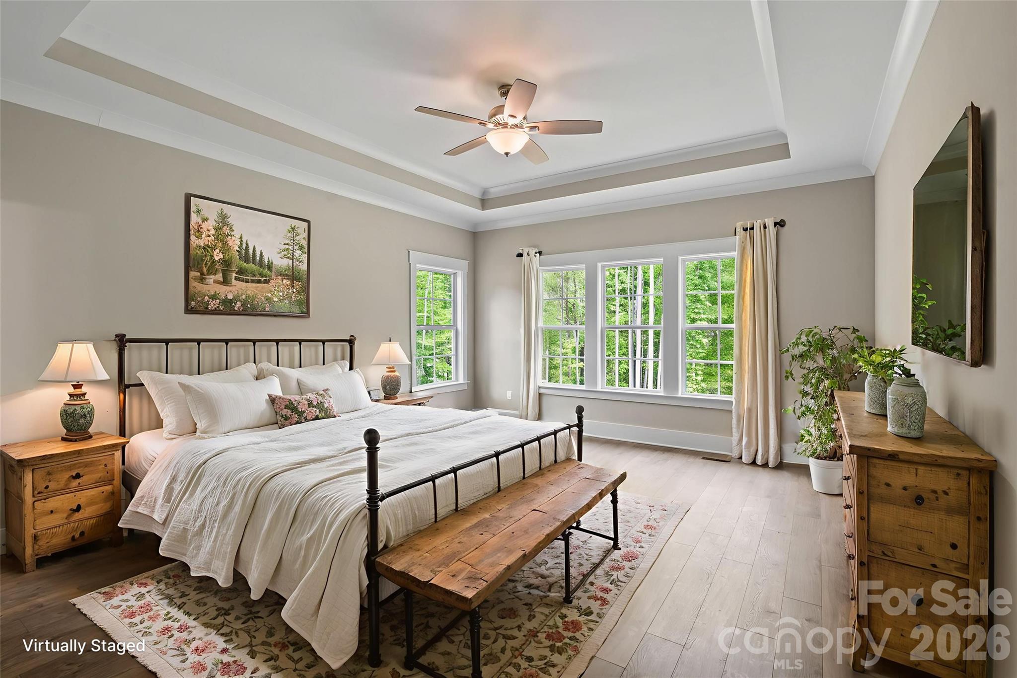 156 Clear Springs Road Mooresville, NC 28115 - Photo 12 of 28 a bedroom with a bed a large window and flat screen tv