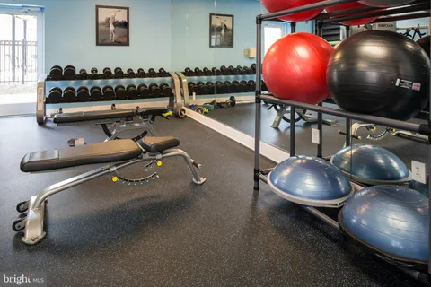 a view of a room with gym equipment