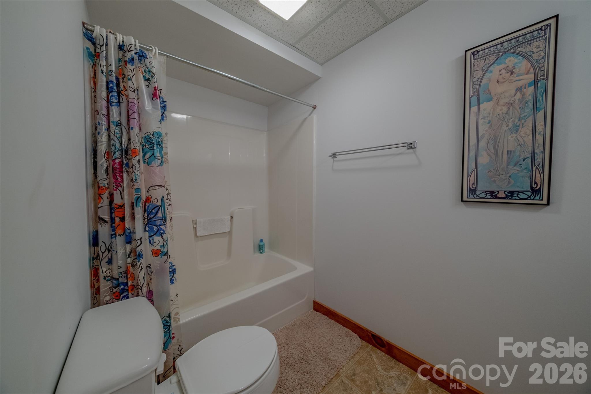 216 Deer Track Lane Sparta, NC 28675 - Photo 29 of 44 a bathroom with a toilet and a shower curtain