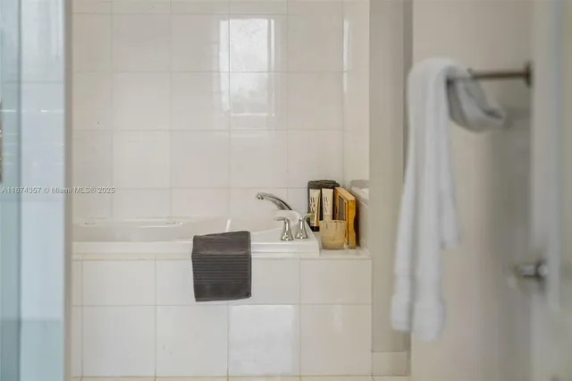 a bathroom with a bathtub