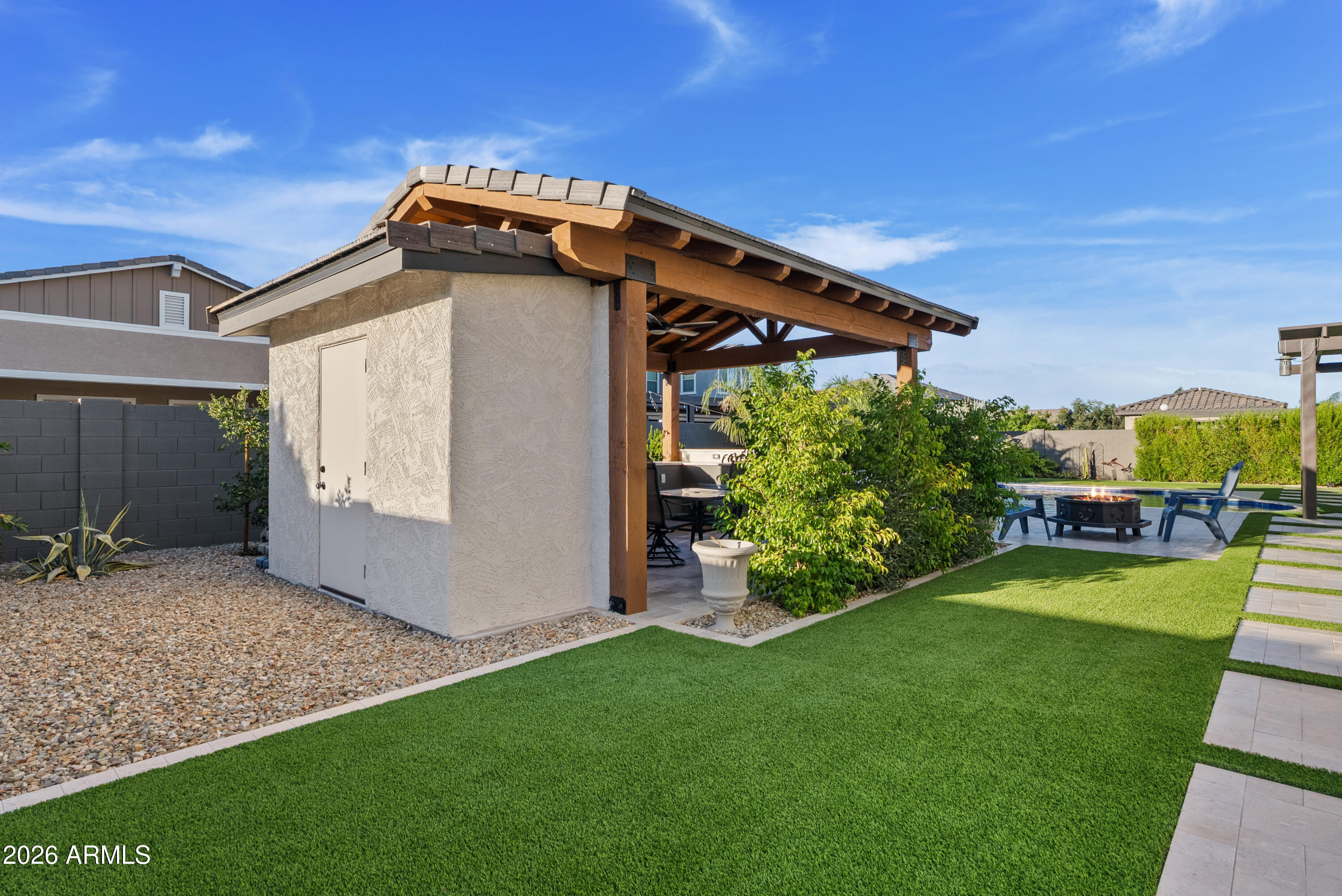 22820 East Camacho Road Queen Creek, AZ 85142 - Photo 48 of 58 Backyard Built in Shed/Remada