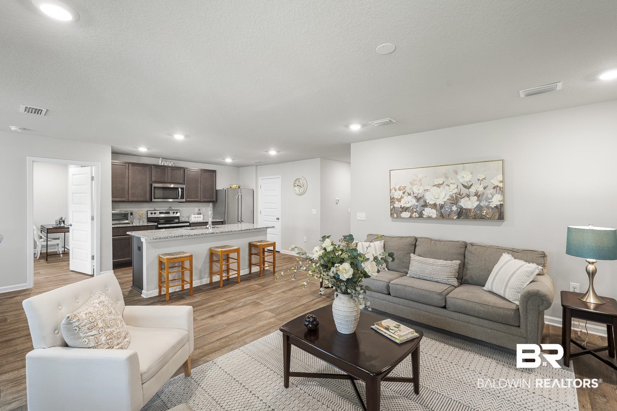 10232 Brodick Loop Spanish Fort, AL 36527 - Photo 7 of 29 Living room featuring light wood-type flooring, recessed lighting, and baseboards