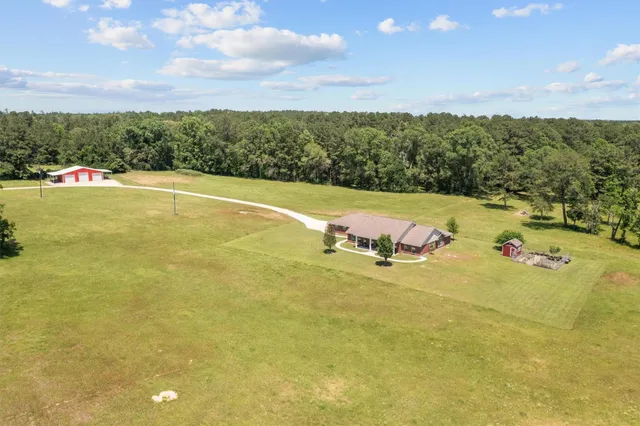 a view of a lake with a city