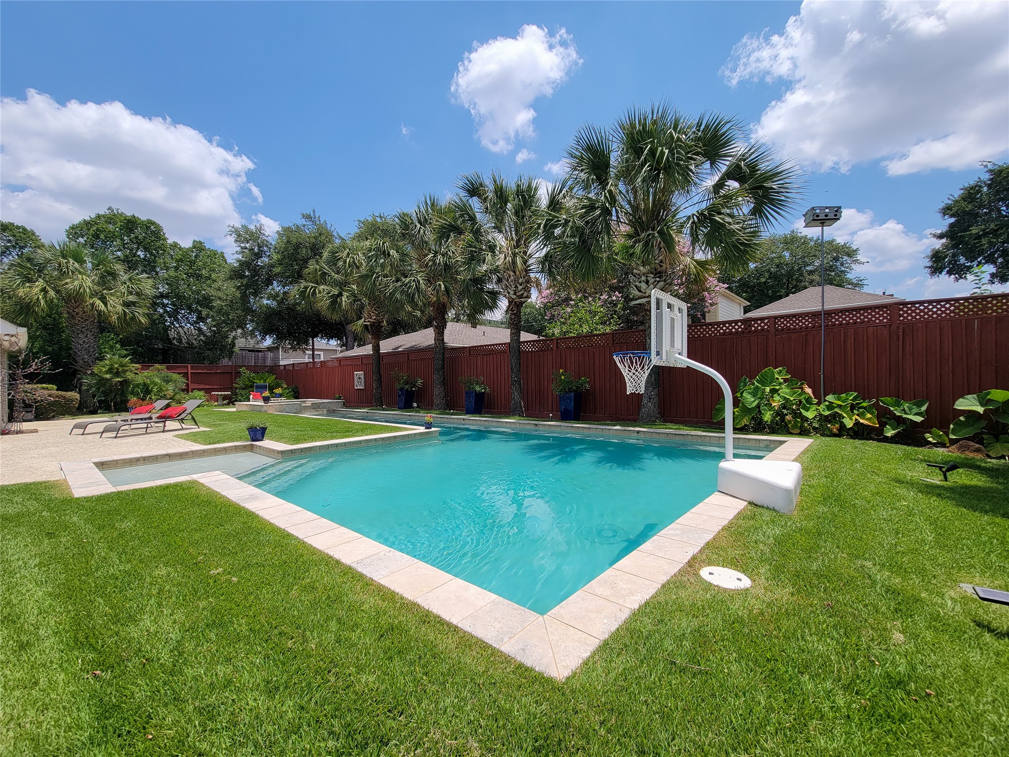 4401 Roseland Street Houston, TX 77006 - Photo 9 of 46 Huge Saline Pool, Lap Pool and Spa, surrounded by Large Grassy Areas, Perfect for the Hot Houston Summer Days and for Entertaining and Fun!