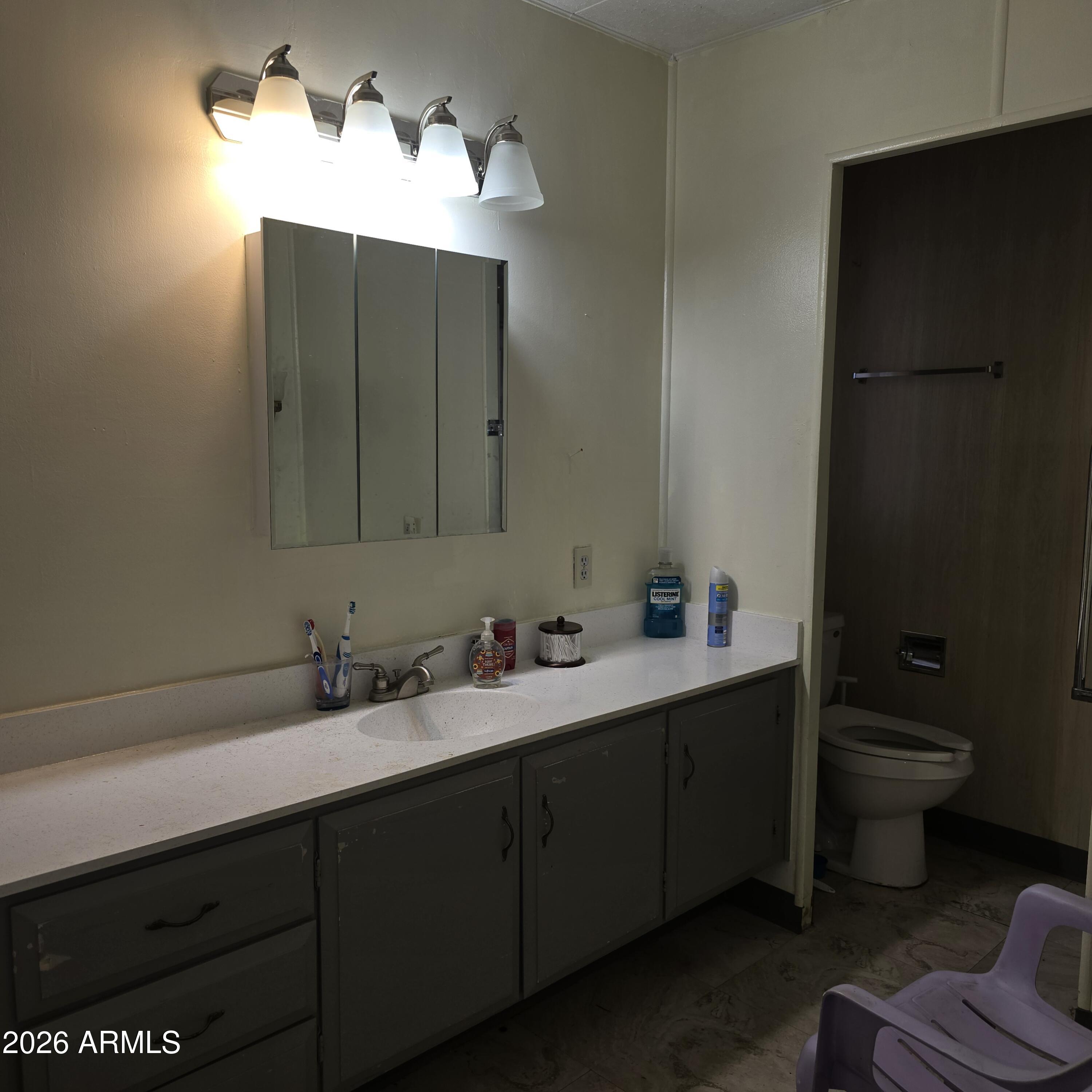4800 West Ocotillo Road, Unit 154 Glendale, AZ 85301 - Photo 21 of 41 a bathroom with a double vanity sink and a toilet