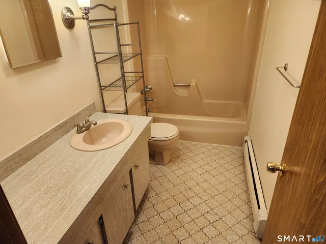 a bathroom with a bathtub