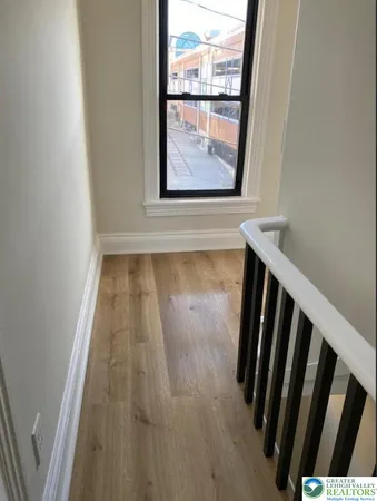 a view of a door with a window