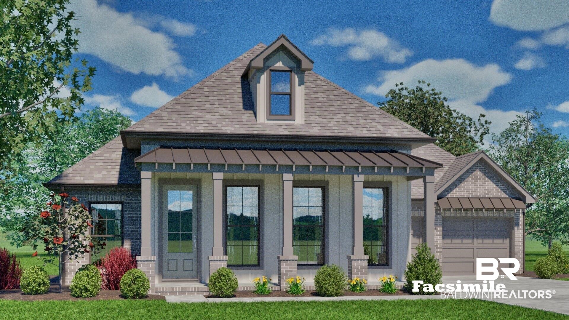 27382 Patch Pl Loop Daphne, AL 36526 - Photo 2 of 31 View of front of home featuring a porch, a shingled roof, an attached garage, brick siding, and driveway
