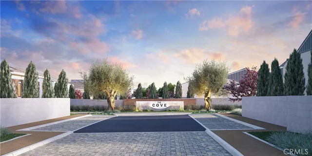 a view of a yard with a house in the background