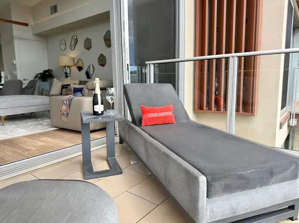 a living room with furniture