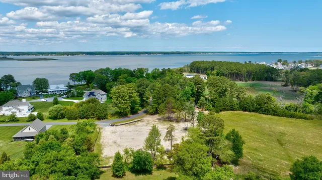 a view of a lake with a yard