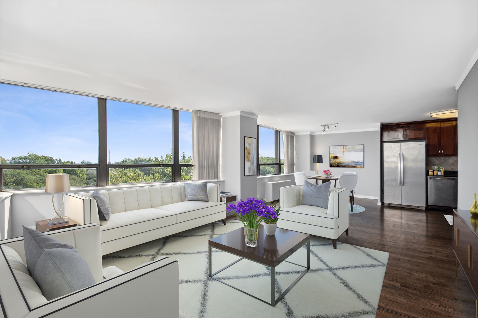 5701 North Sheridan Road, Unit 5T Chicago, IL 60660 - Photo 6 of 27 a living room with furniture and a large window
