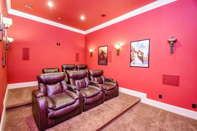 a projector room with furniture