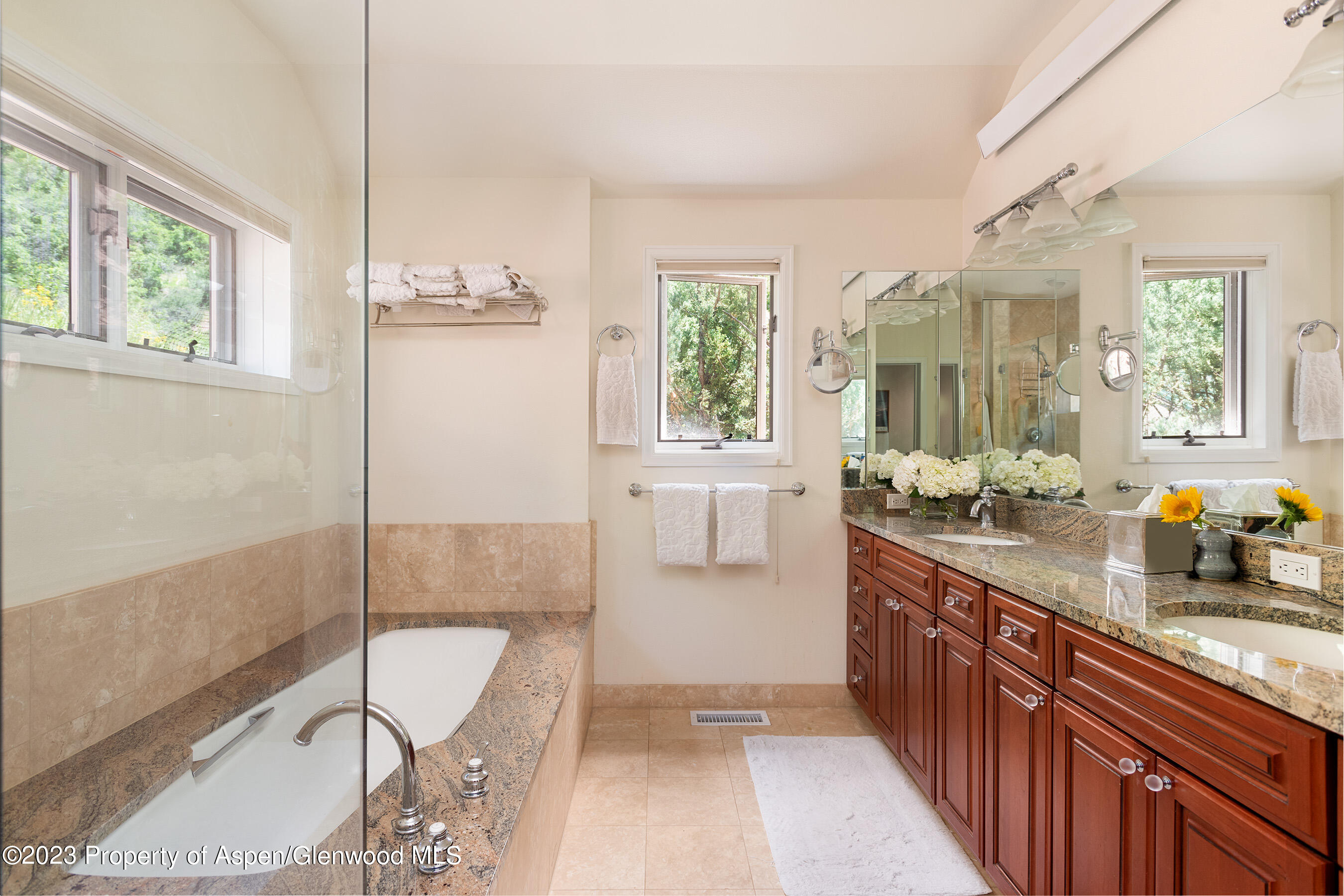 376 Draw Drive Aspen, CO 81612 - Photo 8 of 34 a spacious bathroom with a double vanity sink a mirror and a shower