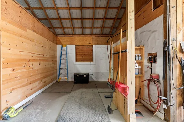 a view of a closet with storage