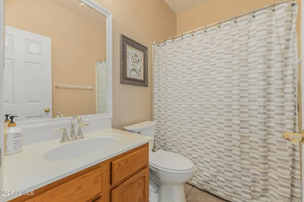 a bathroom with a sink a toilet and mirror