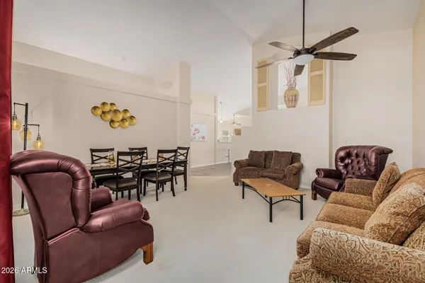 a living room with furniture