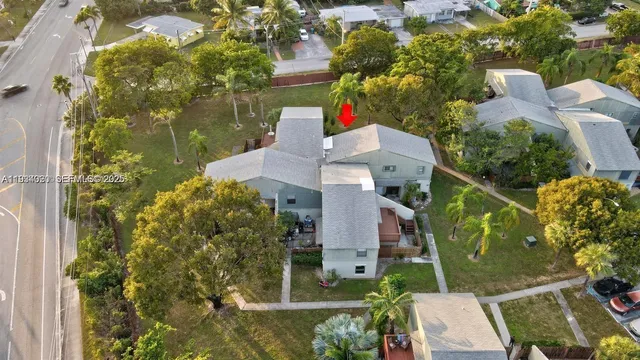 an aerial view of a house