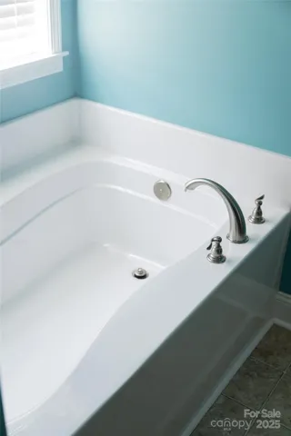 a bathroom with a bathtub