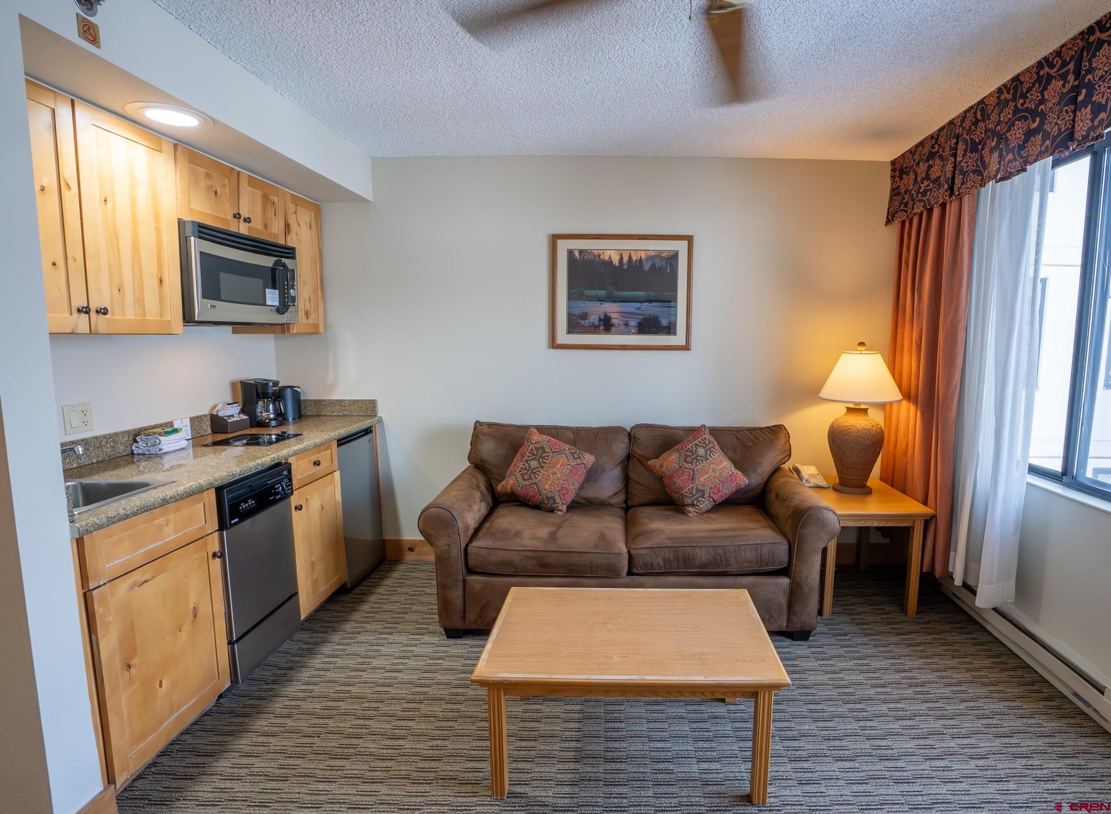6 Emmons Road, Unit 474 Crested Butte, CO 81225 - Photo 4 of 22 a living room with stainless steel appliances granite countertop furniture wooden floor and a window