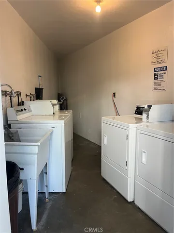 a view of a porch with seating space