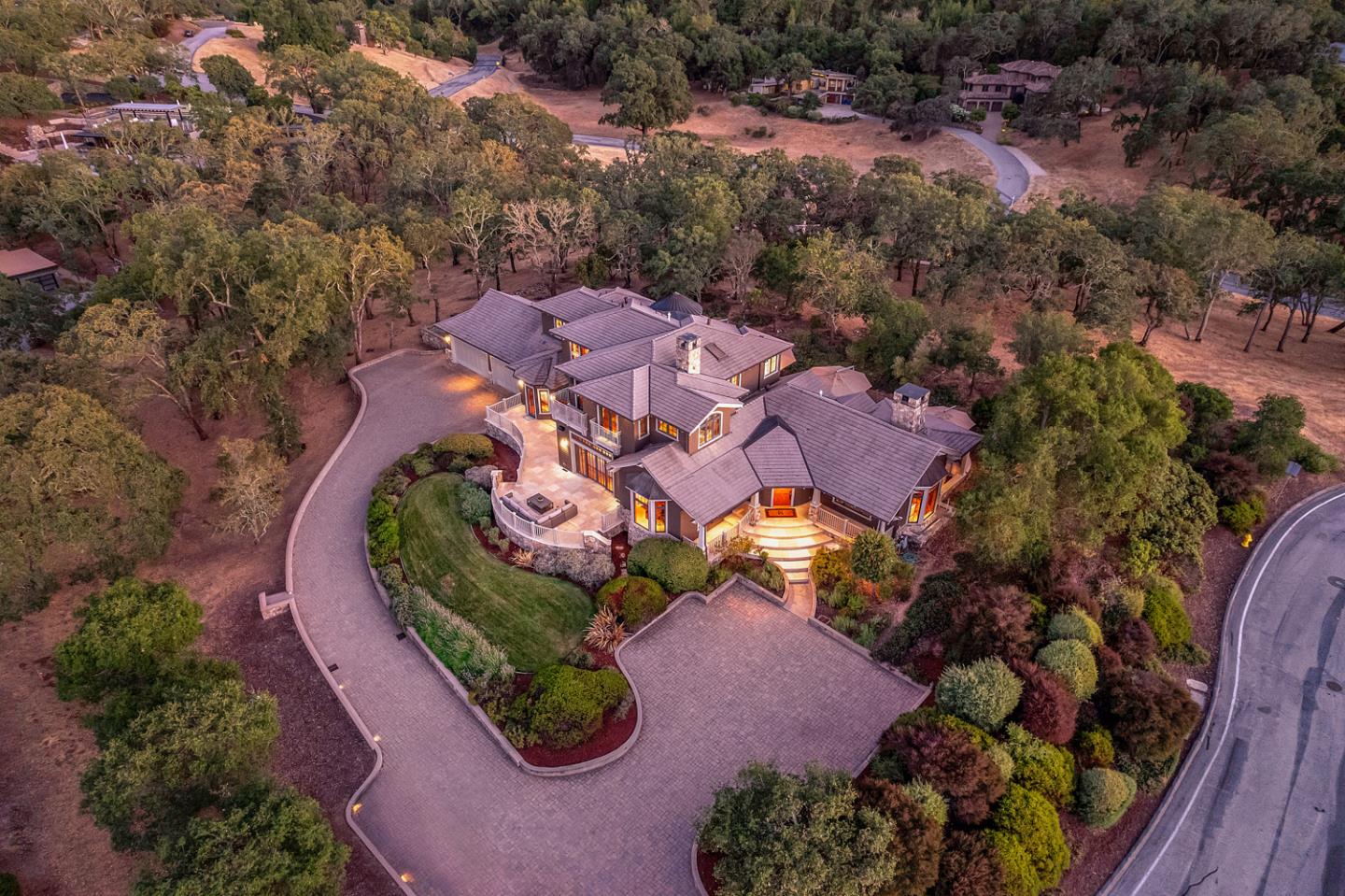 1 Redberry Ridge Portola Valley, CA 94028 - Photo 54 of 59 an aerial view of a house with a swimming pool