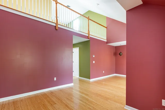 a view of a big room with wooden floor