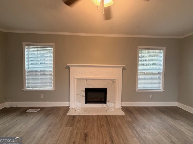 443 Stewart Street Southwest Pelham, GA 31779 - Photo 4 of 19 an empty room with wooden floor fireplace and windows