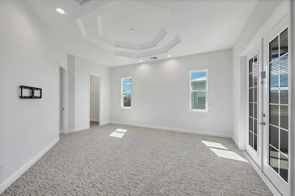 an empty room with windows