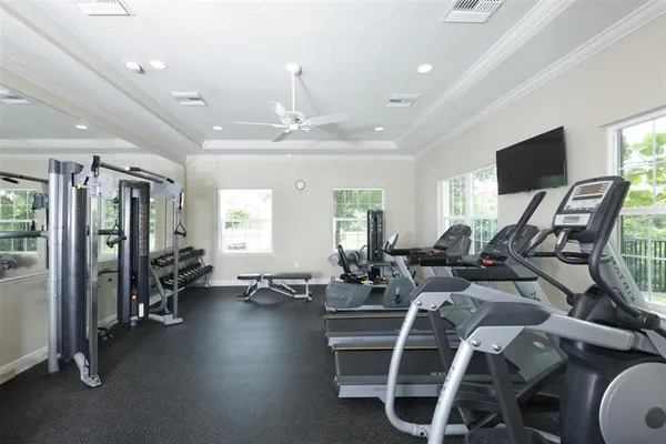 a view of a room with gym equipment