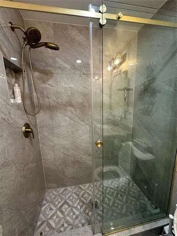 a bathroom with a shower